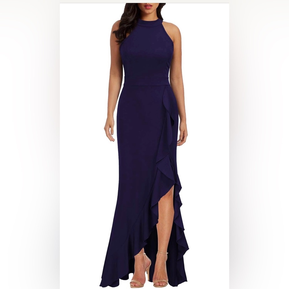 Navy blue elegant cocktail dress party dress dinner dress wedding dress
